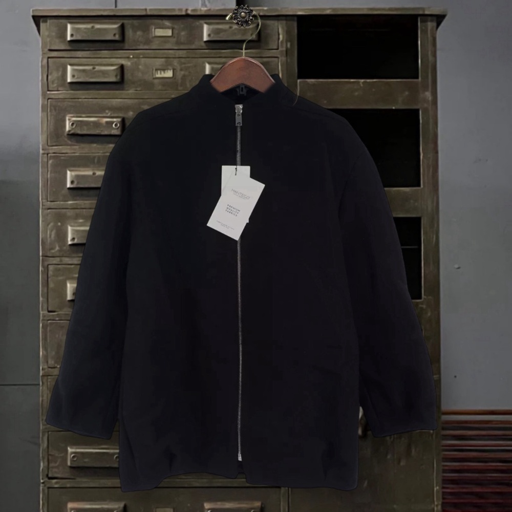 ZARA • Black Manteca Wool Bomber Jacket Coat Made In Italy - Picture 11 of 11